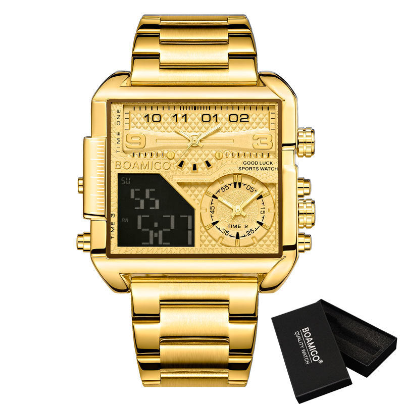 BOAMIGO New Top Brand Luxury Fashion Men Watches Gold Stainless Steel